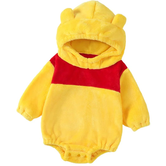 Baby Animal Costume Romper – Flannel Hooded Jumpsuit for Newborn Boys & Girls, Halloween Outfit