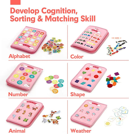 Montessori Busy Book – Portable Educational Toy for Toddlers, Travel Activity Board, Fine Motor Skills & Early Learning