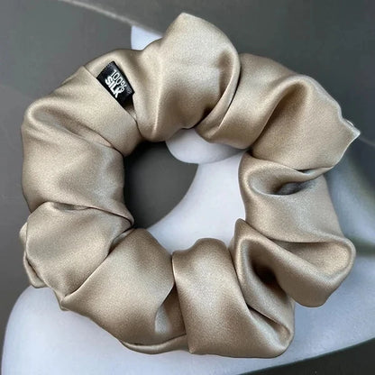 100% Mulberry Silk Hair Scrunchies – 19 Momme Elastic Hair Ties for Women & Girls, Large Soft Ponytail Holders Luxury Hair Accessories