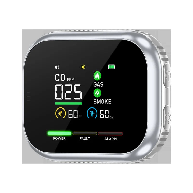 6-in-1 Plug-In Carbon Monoxide Detector - LCD Color Screen Gas Alarm & Real-Time Concentration Monitor for Home Security