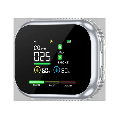 6-in-1 Plug-In Carbon Monoxide Detector - LCD Color Screen Gas Alarm & Real-Time Concentration Monitor for Home Security