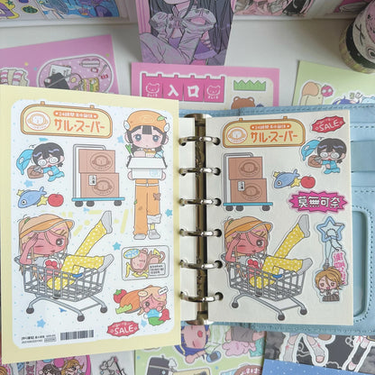 Cute Shibuya Girl Kawaii Stickers – Y2K Cartoon Scrapbook & Diary Decorative Stickers