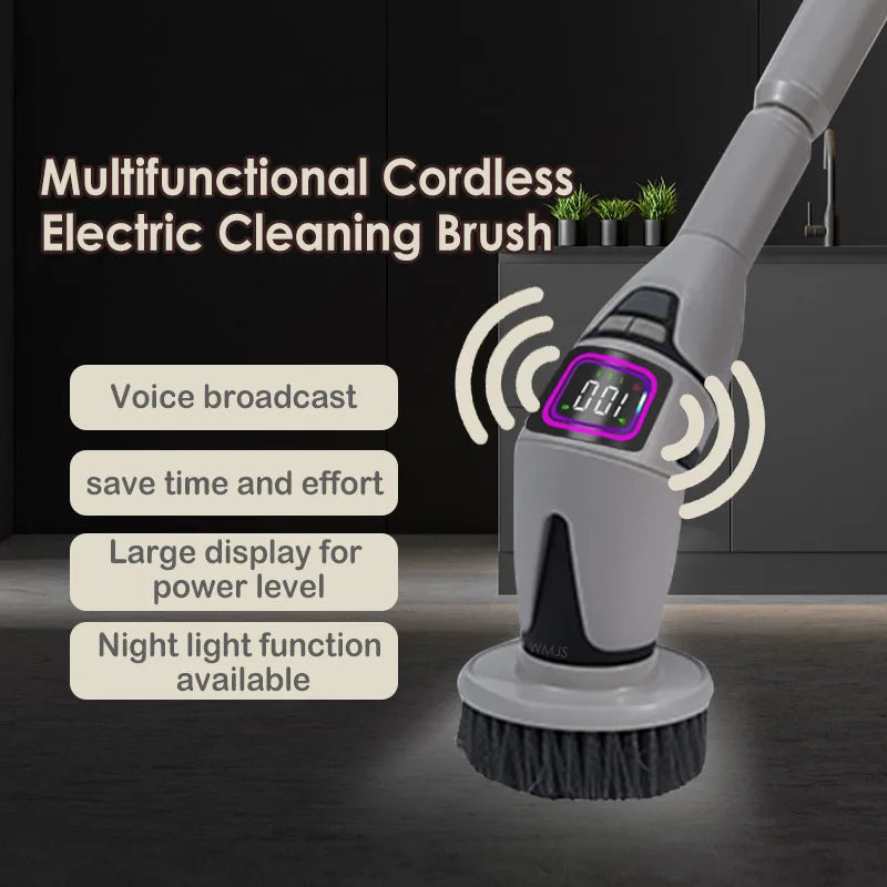 10 in 1 Electric Cleaning Brush – Multifunctional Bathroom & Toilet Brush with Voice Announcement