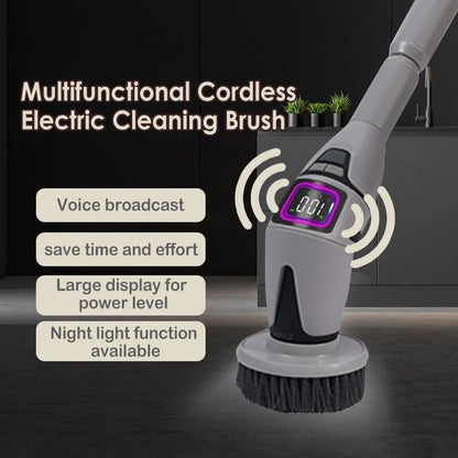 10 in 1 Electric Cleaning Brush – Multifunctional Bathroom & Toilet Brush with Voice Announcement