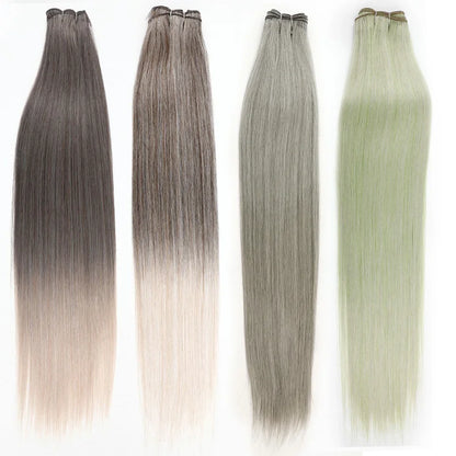 26" Ombre Straight Synthetic Hair Extensions – Smooth Weaving, Full Blue Hair Bundles from Root to End