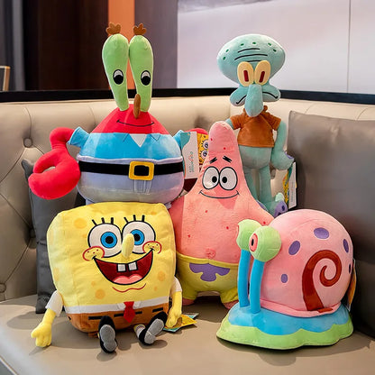 Anime Spongebob SquarePants Plush Toys – Patrick, Squidward, Mr. Krabs & Gary Stuffed Cartoon Toys, Birthday Gift for Kids