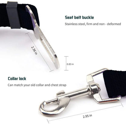 Adjustable Pet Car Seat Belt - Vehicle Dog Harness Lead Clip for Safety, Traction Dog Collar Accessory