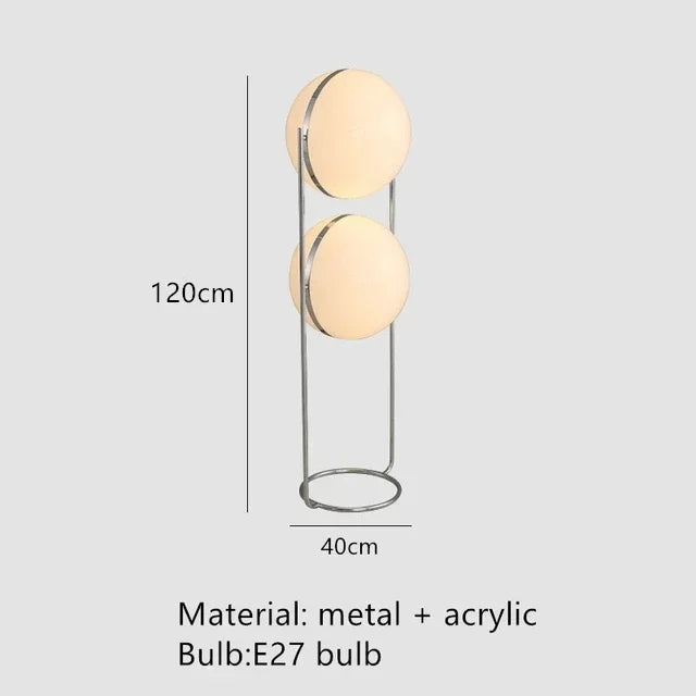 Nordic Designer LED Floor Lamp - Chrome Metal Acrylic Ball Light for Living Room & Hotel Decor