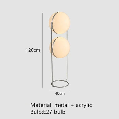 Nordic Designer LED Floor Lamp - Chrome Metal Acrylic Ball Light for Living Room & Hotel Decor