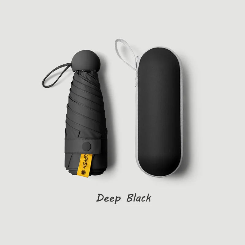 Mini Capsule Umbrella – Portable Sun & Rain Protection, UV Coating, 6 Reinforced Ribs, Compact Travel Outdoor Umbrella