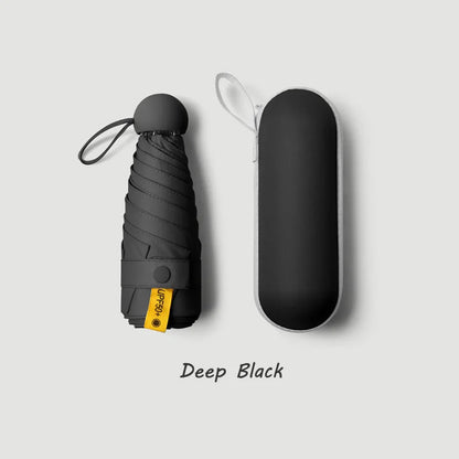 Mini Capsule Umbrella – Portable Sun & Rain Protection, UV Coating, 6 Reinforced Ribs, Compact Travel Outdoor Umbrella