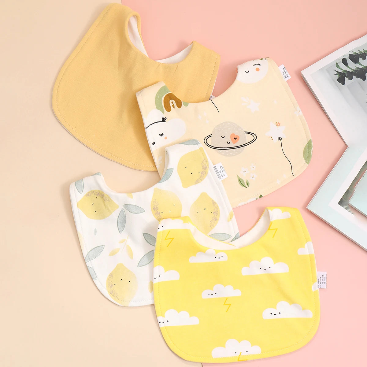 Cotton Baby Bib Set - Adjustable Soft Infant Feeding Bibs Burp Cloths Bandana Scarf for Boys & Girls