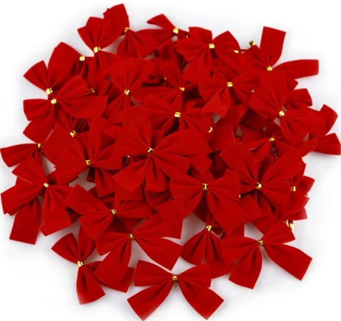 12/24/36PCS Christmas Mini Bows – Red & Gold Bowknots for Tree, Home, Wedding & New Year Party Decorations