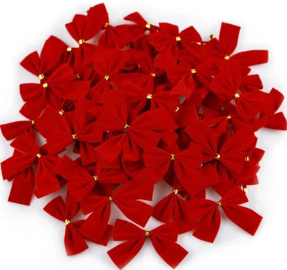 12/24/36PCS Christmas Mini Bows – Red & Gold Bowknots for Tree, Home, Wedding & New Year Party Decorations