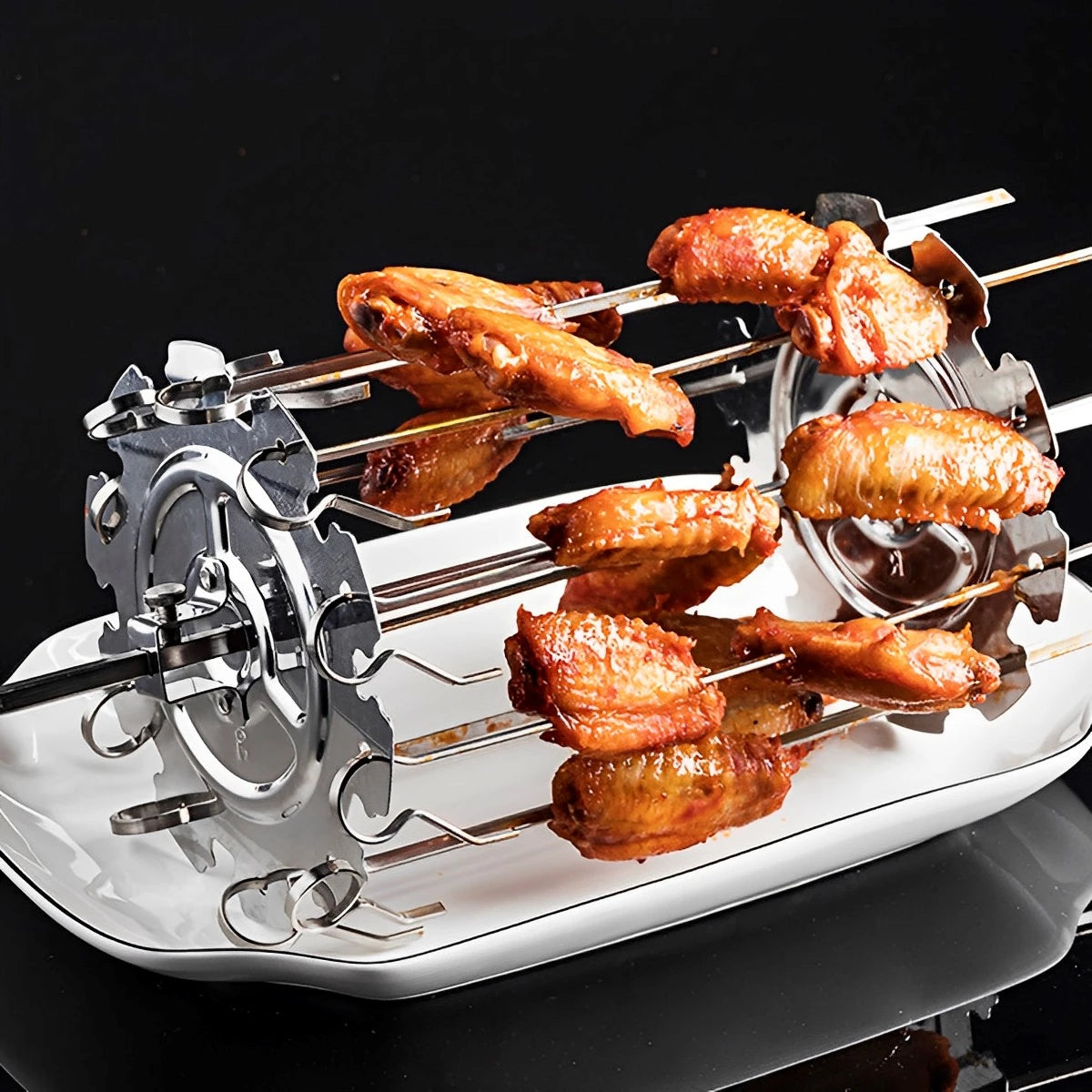 Stainless Steel Oven Grill Cage – Heat-Resistant Non-Stick BBQ Meat Skewer Rotisserie Kebab Maker