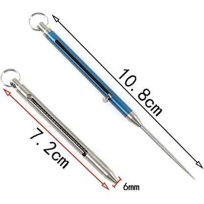 Black Titanium Alloy EDC Telescopic Toothpick Keychain – Camping Fruit Fork & Unpacking Tool Pendant Gift