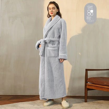2025 Autumn Winter Cotton Robe – Thick Comfortable Large-Size Bathrobe for Men & Women, Luxury Couple Pajamas