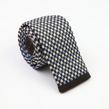 Classic Knit Neck Tie for Men — 6cm Plaid & Dots Casual Business Wedding Tie