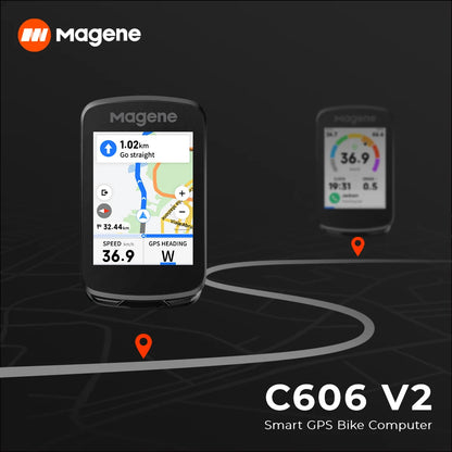 Magene C606V2 GPS Bike Computer – Touchscreen Cycling Speedometer with WiFi, Bluetooth, ANT+, Navigation, Climb & Odometer Functions
