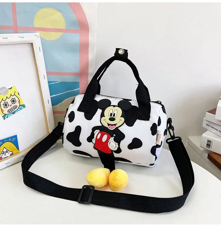 Disney Mickey Mouse Cartoon Small Shoulder Bag – Fashion Trendy Crossbody Cylinder Bag for Women & Girls, Cute Personality Style Handbag