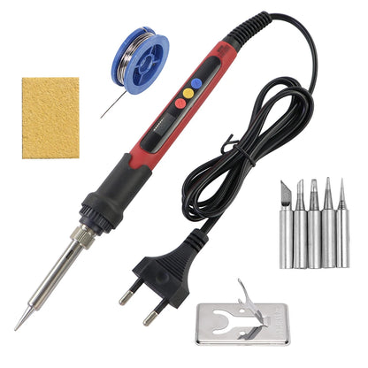 60W/80W Digital Soldering Iron - LCD Adjustable Temperature Welding Repair Tool with Solder Tips