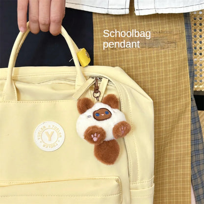 Cute Plush Cat Doll Keychain Pendant – Soft Backpack & Bag Charm Decorative Couple Gift Accessory for Girls
