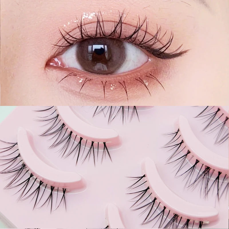 Manga Style Soft Natural False Eyelashes Wispy Thick Daily Wear Makeup Lashes
