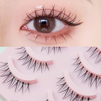 Manga Style Soft Natural False Eyelashes Wispy Thick Daily Wear Makeup Lashes