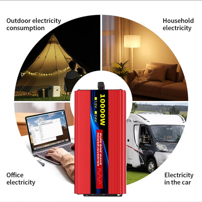 Pure Sine Wave Inverter 5000–10000W – 12V DC to 110V AC Portable Solar & Car Power Converter