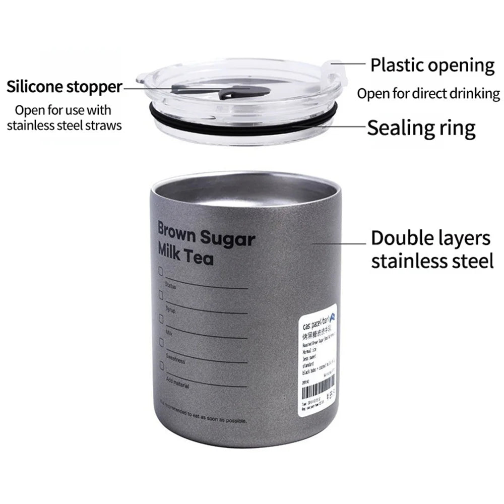 600ml Portable Stainless Steel Thermos Cup - Leak-proof Coffee Mug with Straw, Insulated Water Bottle for Drinkware