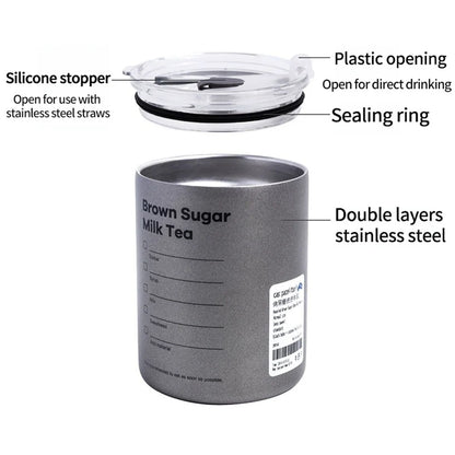 600ml Portable Stainless Steel Thermos Cup - Leak-proof Coffee Mug with Straw, Insulated Water Bottle for Drinkware
