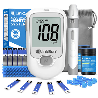 LinkSun G-425-1 Blood Glucose Meter Kit - Digital Diabetes Tester with 50 or 100 Test Strips and Lancets