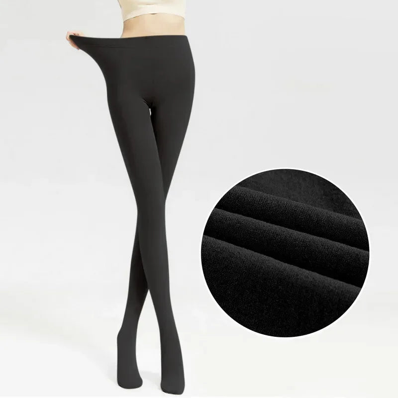 Women's Thermal Winter Tights – Fleece-Lined Sheer Velvet Pantyhose, Thick Warm Leggings with Plush Inner Layer