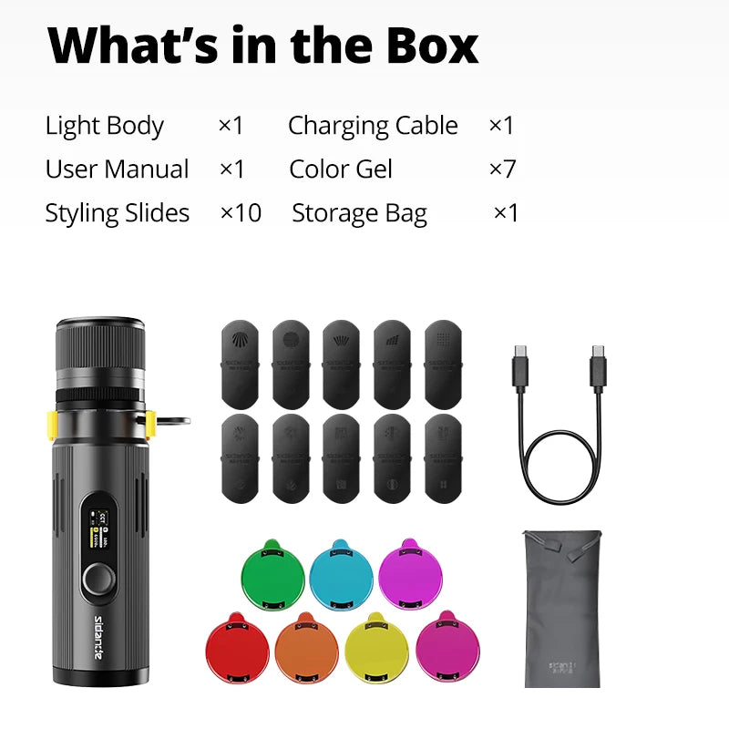 SIDANDE & AMBITFUL COB Gobo Projector Light Kit - 10W–25W Bi-Color LED with Adjustable Aperture & Built-In Battery