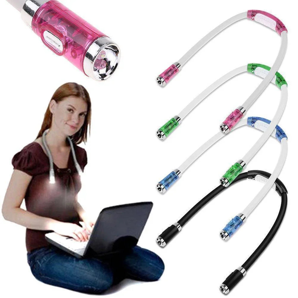 Hands-Free LED Neck Reading Light - Adjustable 360° Flexible Lamp for Reading & Crocheting