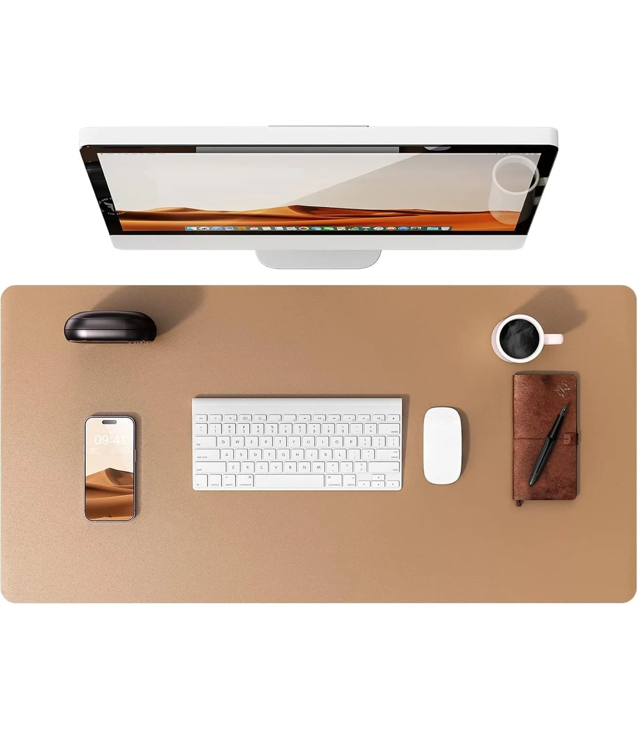 Large Leather Mouse Pad Desk Mat - Non-Slip PU Leather Office Desk Protector for Laptop & Workspace Setup