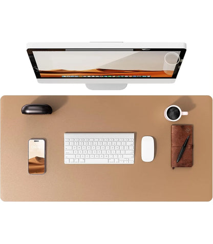 Large Leather Mouse Pad Desk Mat - Non-Slip PU Leather Office Desk Protector for Laptop & Workspace Setup
