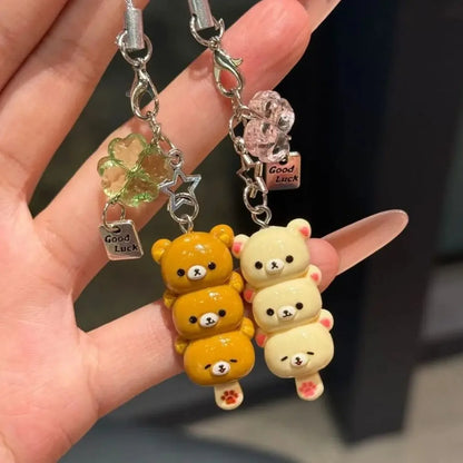 Cute Bear Phone Charm - Kawaii Anime Keychain Pendant for iPhone, AirPods, Keys & School Bags