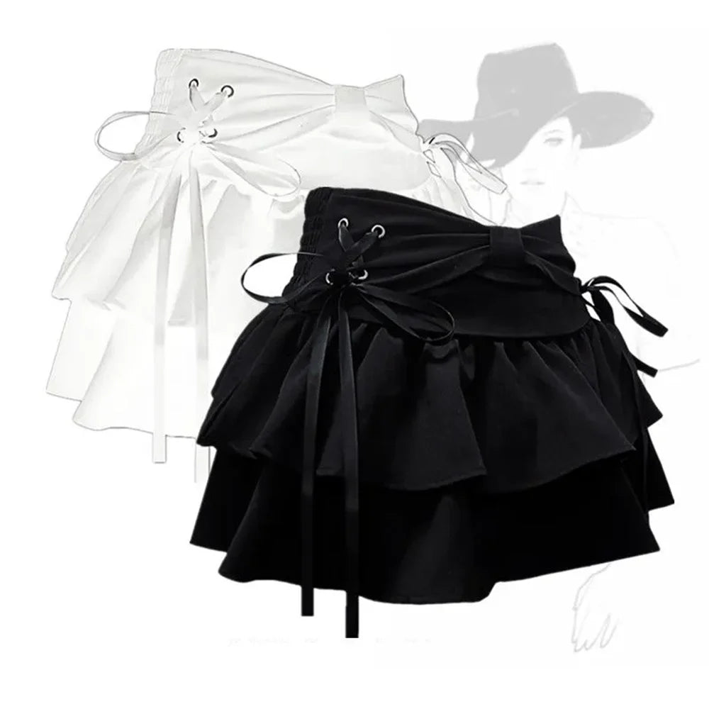 Y2K Kawaii Bow Denim Mini Skirt — Women’s Vintage A-Line Gothic Streetwear Summer Outfit