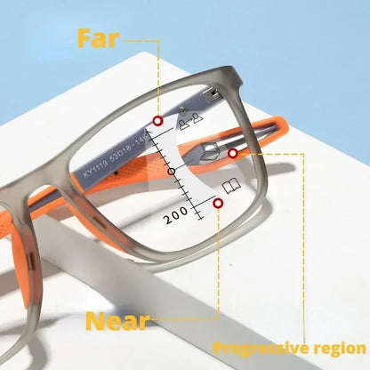 Photochromic TR90 Anti-Blue Light Multifocal Reading Glasses – Progressive Near & Far Eyewear for Men & Women, Sports Eyeglasses
