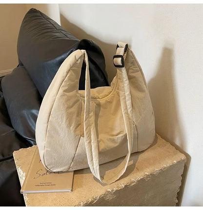 2025 Trendy Women's Soft Cloth Shoulder Bag – Solid Color, Y2K Casual Style, Crossbody Handbag for Students