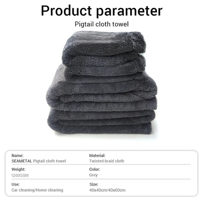 SEAMETAL 1200GSM Microfiber Car Wash Towel – Double-Sided Ultra Absorbent Cleaning & Drying Cloth