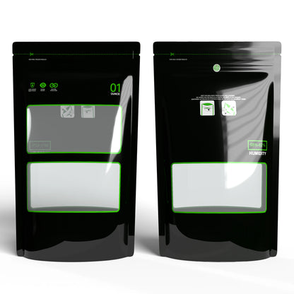 Lock & Seal Storage & Curing Bags (1/8oz–1lb) – 58%-62% RH Terp Cultivation Pouches, Heat Sealable & Child Resistant
