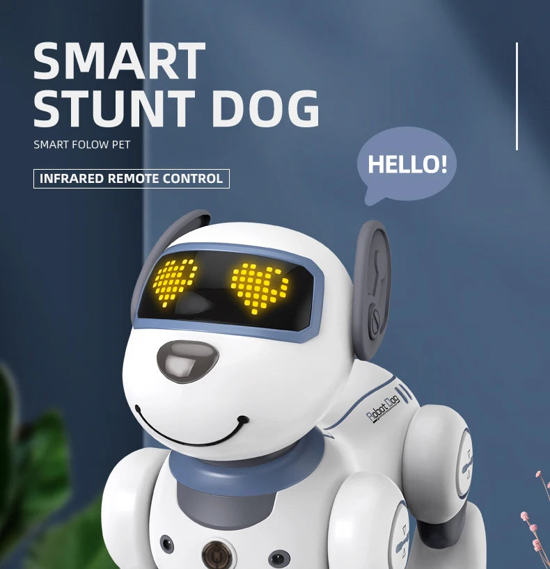 2-in-1 Intelligent Remote Control Robot Dog – Programmable Stunt & Voice Command Toy with Touch & Music for Kids