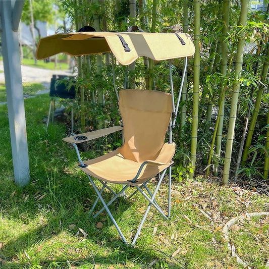 Portable Outdoor Folding Chair – Sunshade Armchair for Camping, Fishing, Picnic & Beach Use, Lightweight Travel Seat