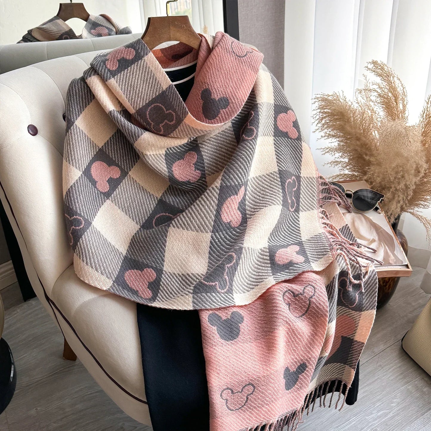 Women’s Luxury Winter Scarf - Thick Warm Cashmere-Style Shawl Wrap with Long Tassels