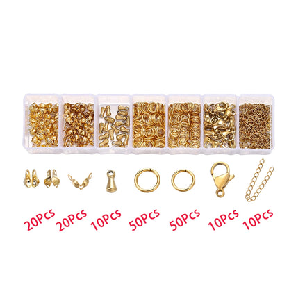 210-400Pcs Jewelry Making Kit - Lobster Clasps Jump Rings Crimp Beads Findings for DIY Bracelets & Necklaces