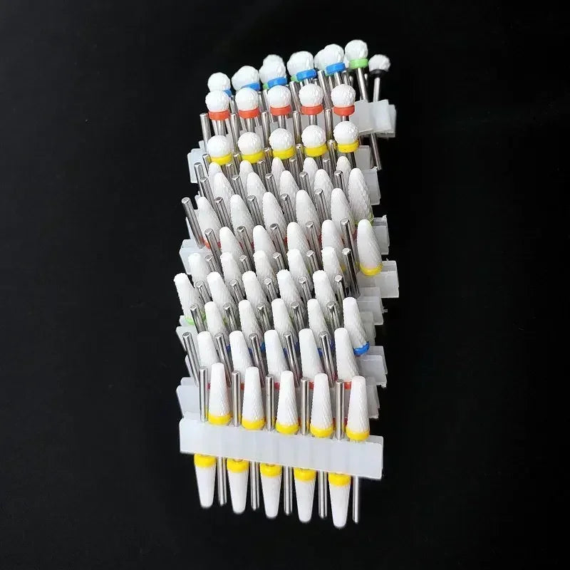 10PCS Ceramic Nail Drill Bits - Rotary Milling Cutters for Gel Polish Removal & Nail Grinding Machine Accessories