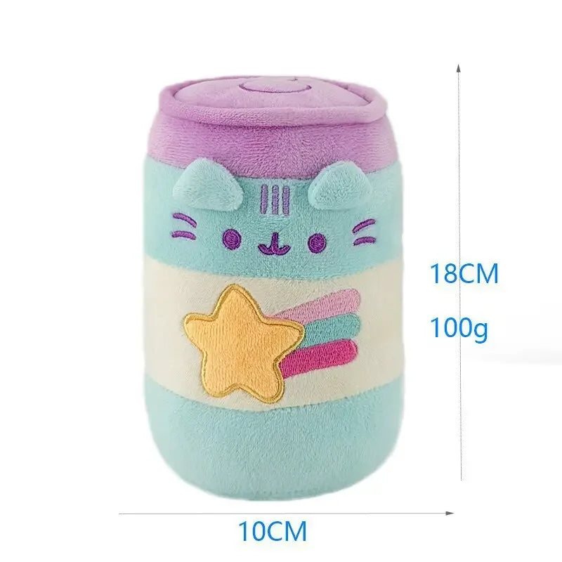 18cm Pusheen Fat Cat Plush Toy - Cute Arcade Game-Inspired Stuffed Doll with Soft Drink Can and Game Controller Designs