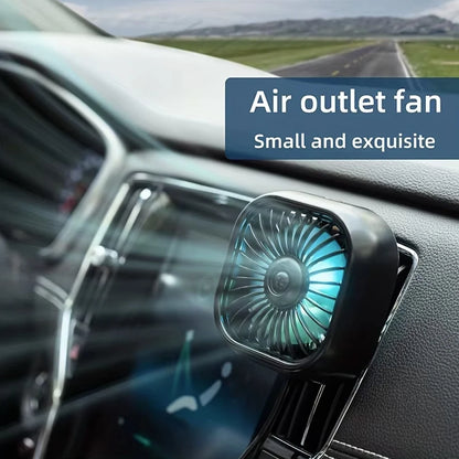 Mini Car USB Air Conditioner Fan - Three-Speed Adjustable Cooling Fan with Colorful LED Lights and Air Vent Mount